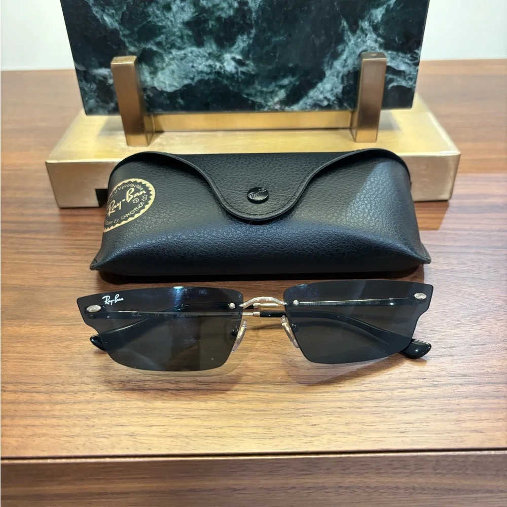 Ray-Ban Black and Gold Sunglasses with Case - Picture 2 of 6